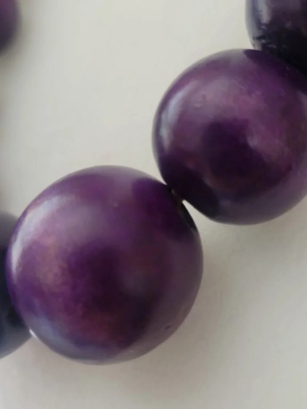 Vintage 1970s Purple and Silver Wooden Bead Necklace Hello Mrs Roper